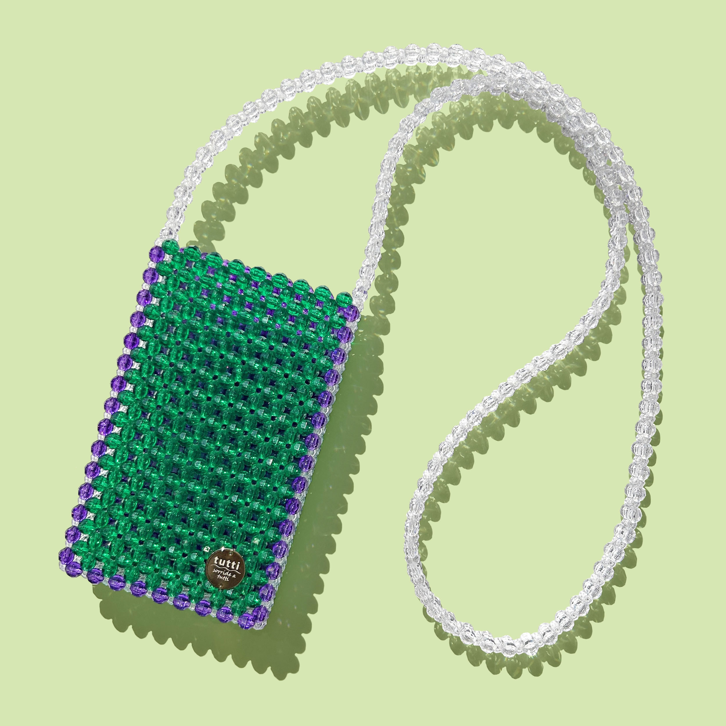 スマホショルダー　Green or Purple　ビーズバッグ