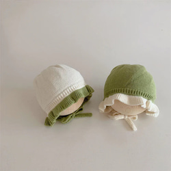 即納《 knit frills bonnet 》子供服 / カジュアル / 出産祝い / ギフト / NI-033 4枚目の画像