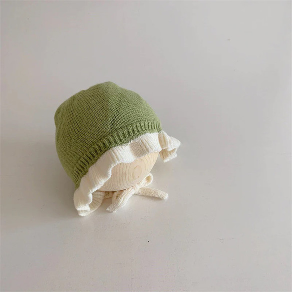 即納《 knit frills bonnet 》子供服 / カジュアル / 出産祝い / ギフト / NI-033 9枚目の画像