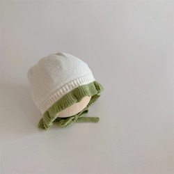 即納《 knit frills bonnet 》子供服 / カジュアル / 出産祝い / ギフト / NI-033 8枚目の画像