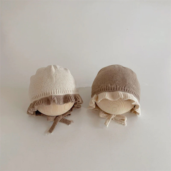 即納《 knit frills bonnet 》子供服 / カジュアル / 出産祝い / ギフト / NI-033 5枚目の画像