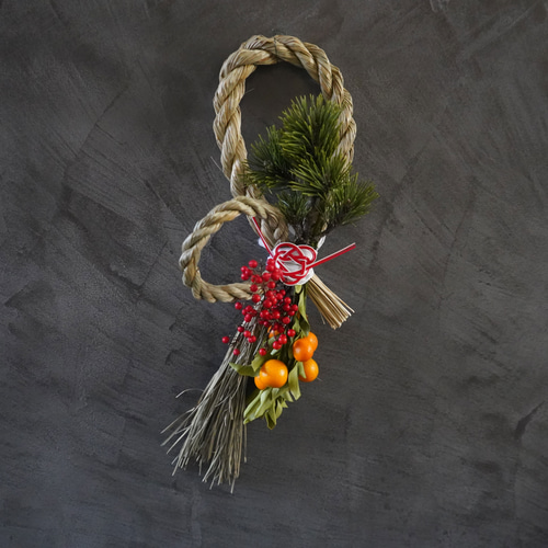 お正月2024】 生花 しめ飾り 稲わら・松・南天・金柑 お正月飾り