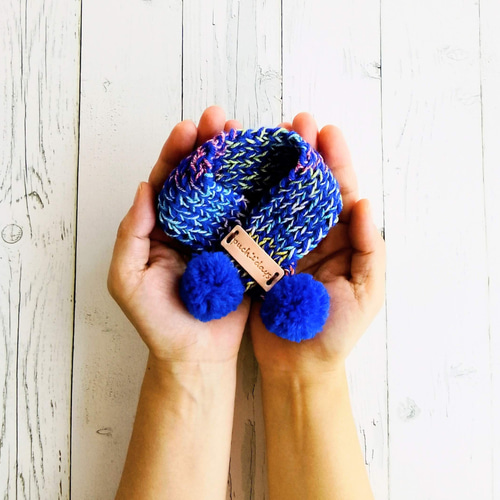 犬用ポンポンマフラーSサイズ 本革使用 チワワ ヨーキー トイプー