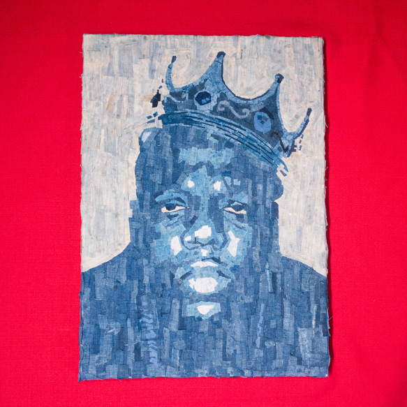 藍染襤褸 モザイク アート　BIGGIE SMALLS NOTORIOUS B.I.G ビギー ポスター  A3 1枚目の画像