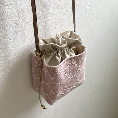 ⚮̈ミナペルホネンtambourine pink ネリオバッグあおり巾着バッグ