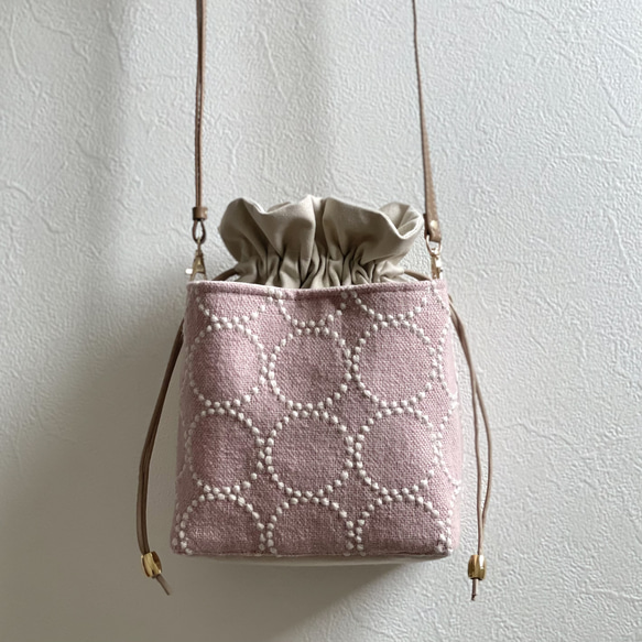 ⚮̈ミナペルホネンtambourine pink ネリオバッグあおり巾着バッグ