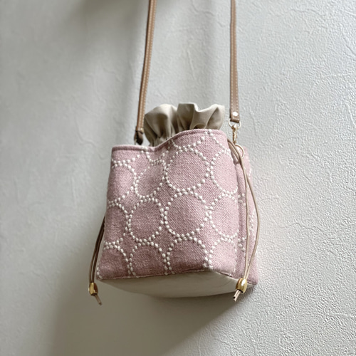 ⚮̈ミナペルホネンtambourine pink ネリオバッグあおり巾着バッグ