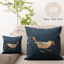 イニシャル刺繍フリルクッションカバー(ブルー)手刺繍 フレンチ