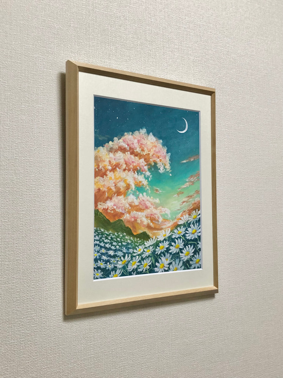 【花の嵐】　風景画　空の絵　原画　花の絵　壁掛け　額装 3枚目の画像