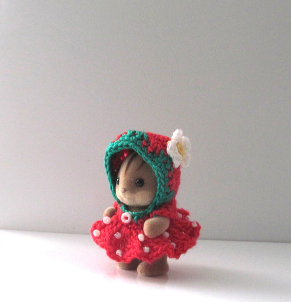 ハンドメイド】再販ドール赤ちゃんドレス服苺春フルーツ