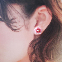 桜のリングブローチと耳飾りのセット＊つまみ細工＊ 6枚目の画像
