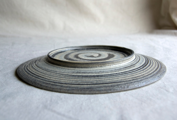 marble plate18cm gray,blue1,2 6枚目の画像