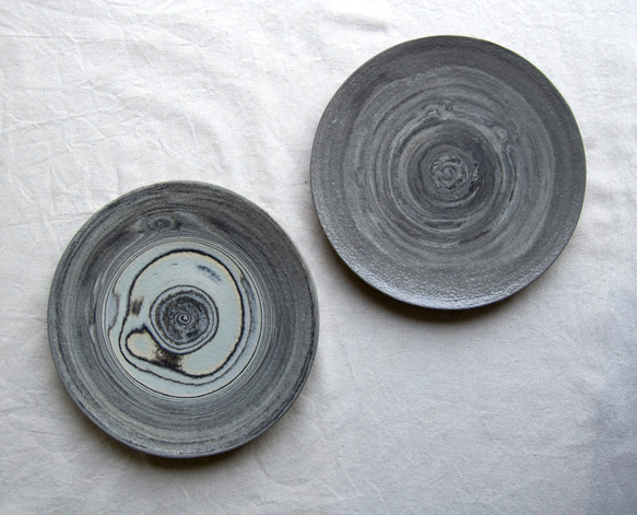 marble plate18cm gray,blue1,2 1枚目の画像