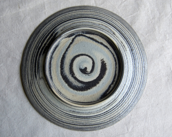 marble plate18cm gray,blue1,2 5枚目の画像