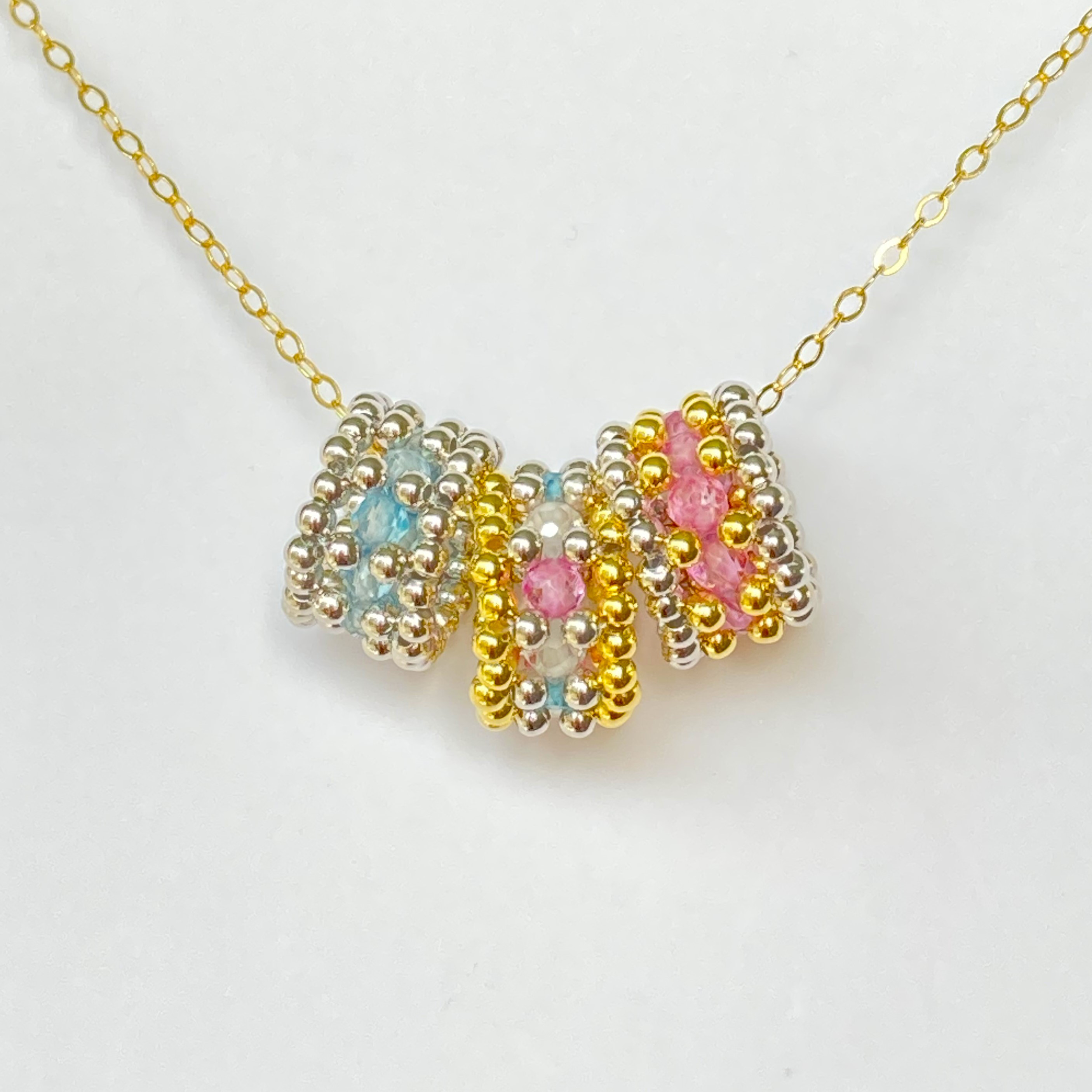 Silver925 14kgf カラートパーズ CZ ペンダント ネックレス 天然石　【金属アレルギー対応】