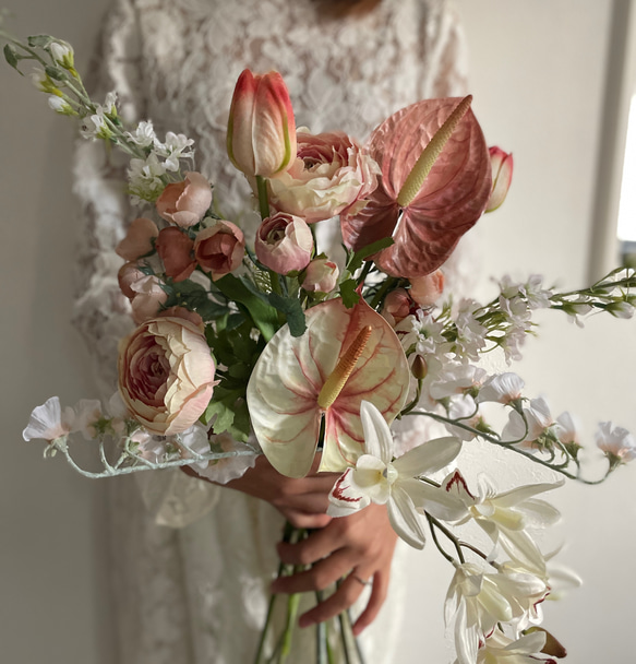 アートフラワーブーケ　ウエディングブーケ　アーティフィシャルフラワー　ナチュラルウエディング 