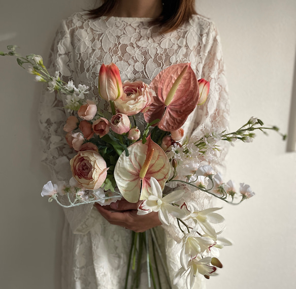 アートフラワーブーケ　ウエディングブーケ　アーティフィシャルフラワー　ナチュラルウエディング 