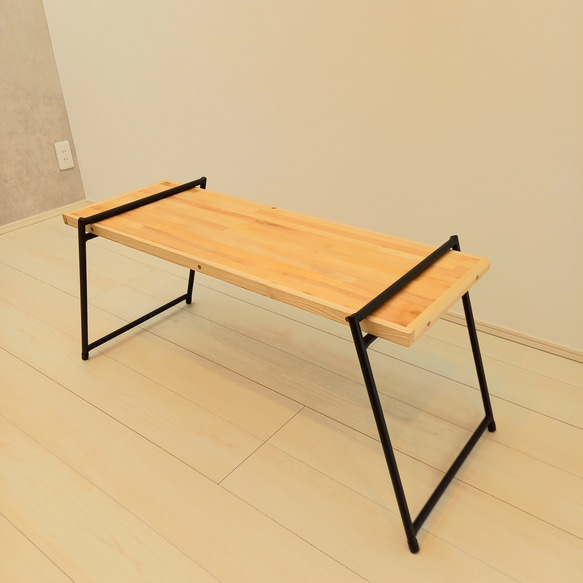 リバーシブルテーブル　ローテーブル　ウォールナットモザイク　パイン集成無垢 4枚目の画像