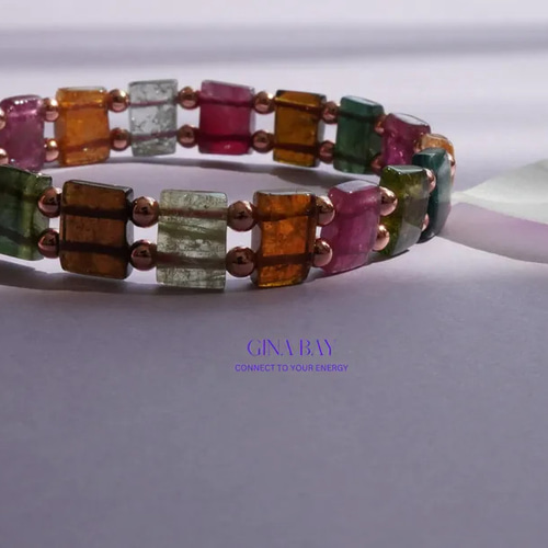 14KGF トルマリンのブレスレット 天然トルマリン 14KGFブレスレット - ショップ ginabay ブレスレット