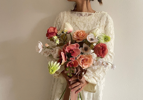 アートフラワーブーケ　ウエディングブーケ　アーティフィシャルフラワー　ナチュラルウエディング 