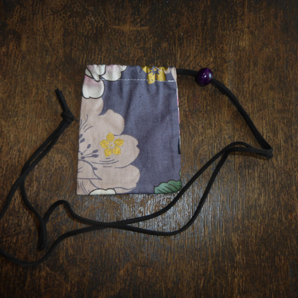 和風猫柄のミニ巾着袋 3枚目の画像