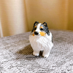 シェルティ　ブルーマール　立ち姿　犬　ミニチュア　フィギュア　置物　オブジェ 4枚目の画像