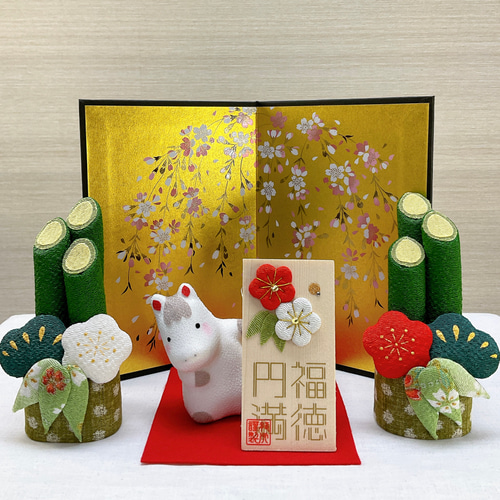 令和8年干支飾り【のぞき 午 福徳円満】ちりめん 午年2026年お正月飾り