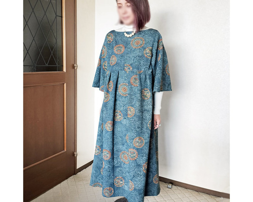 正絹総絞り着物リメイク ロールカラーチュニックワンピース