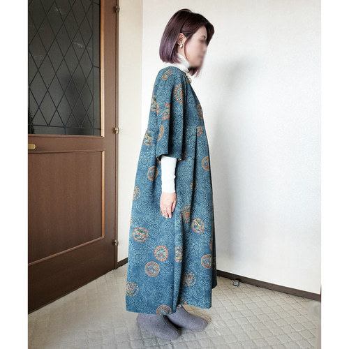 Happy Sale!】着物リメイク◇ウール紬のベルスリーブ(七分袖 Happy Sale!】着物リメイク◇ウール紬のベルスリーブ(七分袖