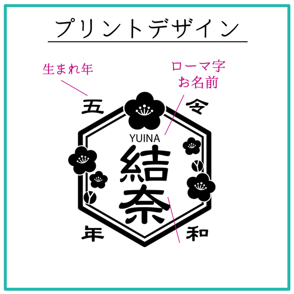 お名前入りミニトートバック　和風・六角デザイン6種類 5枚目の画像