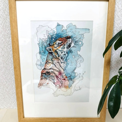 【雪降る日のトラ】ペン画/水彩画/水彩/アート/動物/絵/虎/トラ 3枚目の画像