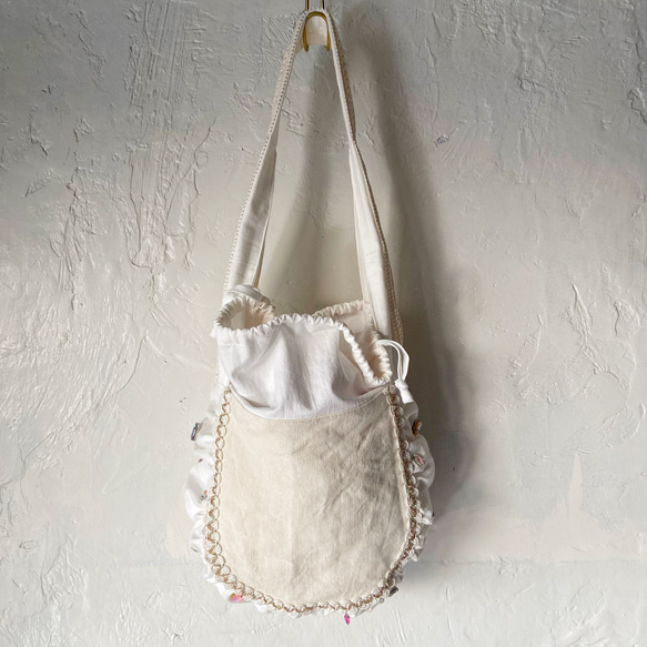 bijou tote bag (white) 3枚目の画像