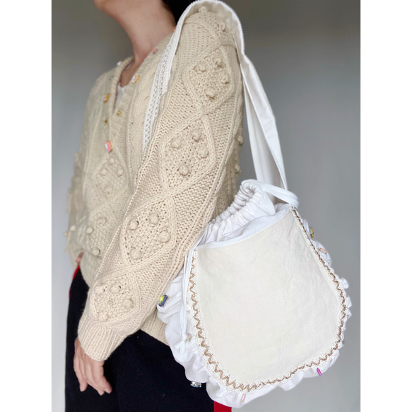 bijou tote bag (white) 2枚目の画像