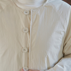 奶油白色 復古少女新中式軟fufu棉服 圓領寬鬆廓形中長款棉衣外套 第5張的照片