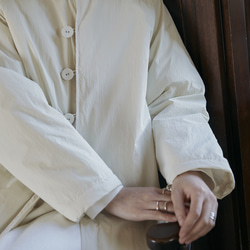奶油白色 復古少女新中式軟fufu棉服 圓領寬鬆廓形中長款棉衣外套 第18張的照片