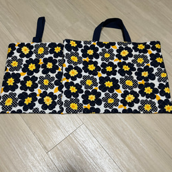 レッスンバッグ&シューズ入れセット♡30×40cm&28×22cm♡北欧風♡花柄 3枚目の画像