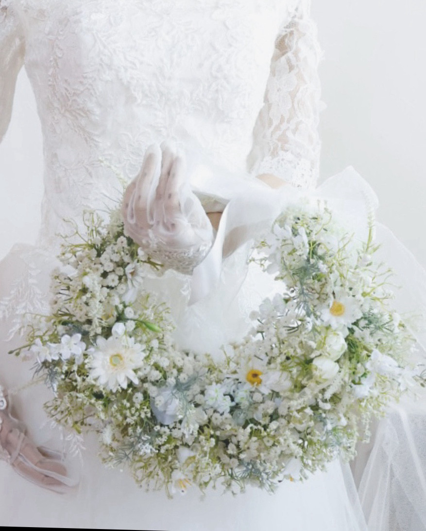 ✨️豪華なウエディングリースブーケ！ブートニアもセット！✨️ 幸せかすみ草 リースブーケ ウェディングブーケ ブートニアセット