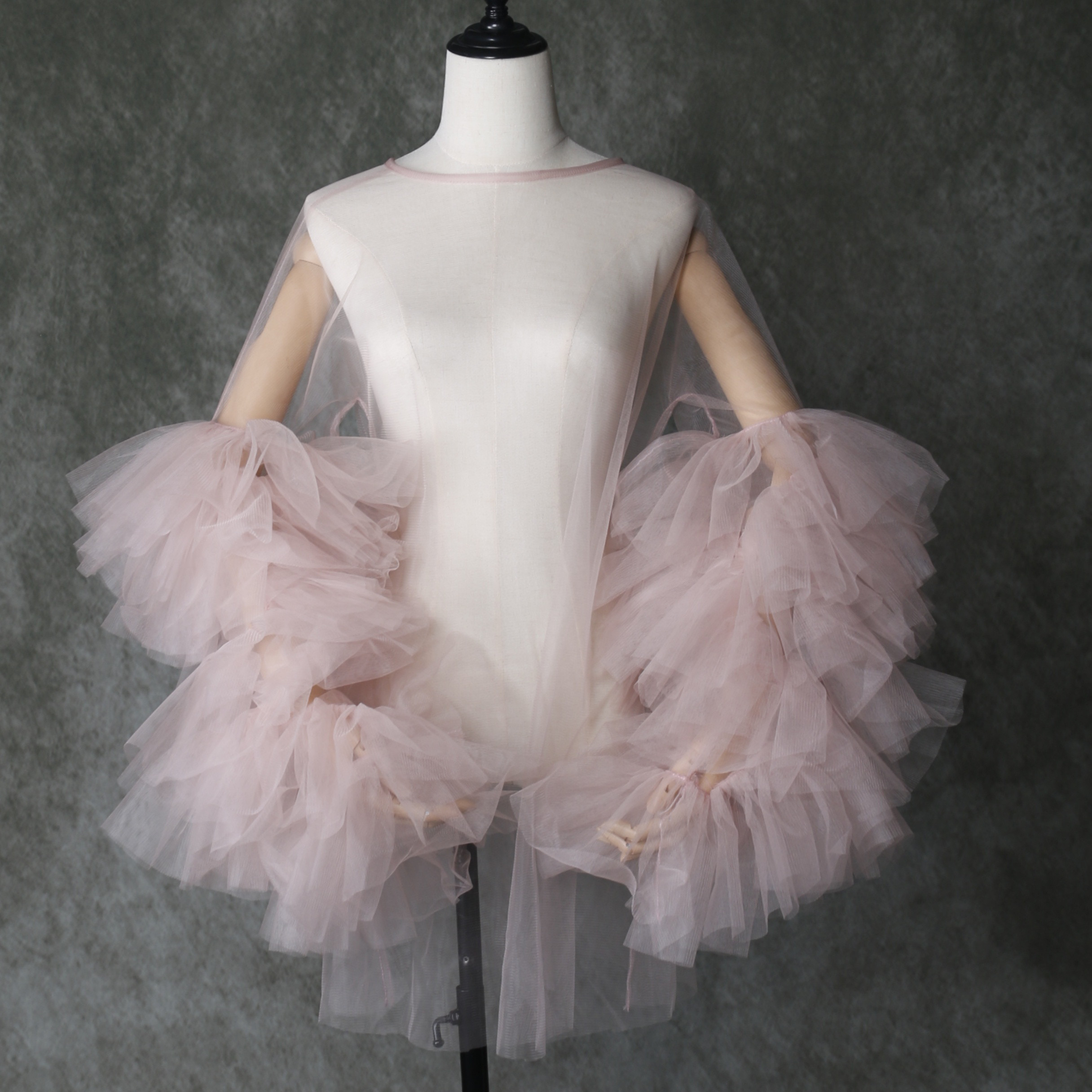 送料無料！可愛いピンクボレロ　ラッフルモチーフのチュールトップス  ドレスアレンジ　色オーダー可能