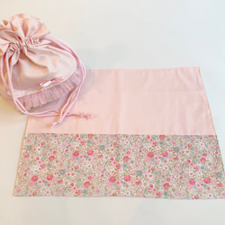 【お弁当袋】花柄×ピンク　チュール 7枚目の画像