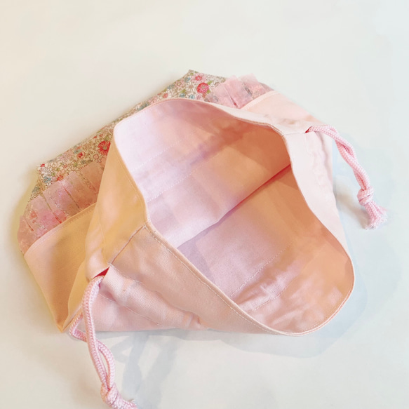 【お弁当袋】花柄×ピンク　チュール 5枚目の画像