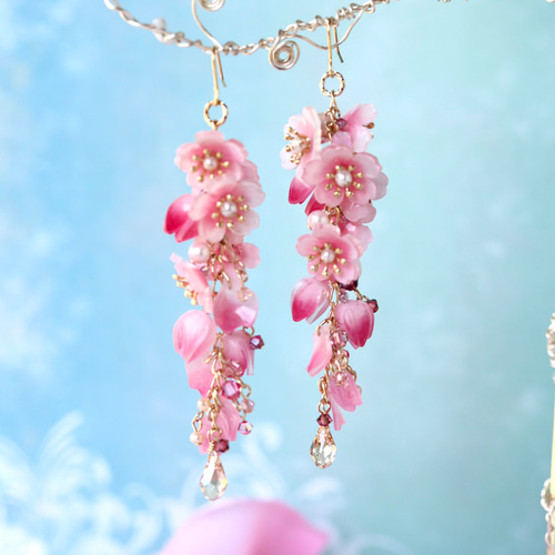 枝垂れ桜*ピアス／イヤリング イヤリング・ノンホールピアス ジュネ