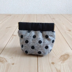 モノトーンのバネ口ポーチ ミニポーチ 8cm口金 クリスマス グレー 583