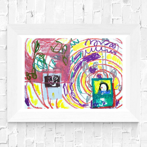 低次元空間1】テレビの画面は低次元世界、赤い渦は多層構造を持つ風刺