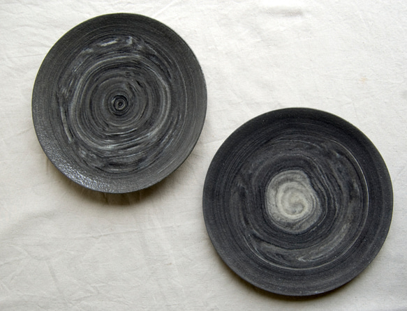 marble plate 18cm black blue1,2 1枚目の画像