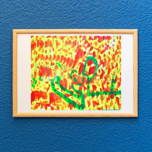 絵　水彩画　自由空間　アート作品 低次元空間2】流れと静止を同時に表現し心地よい葛藤をもたらす