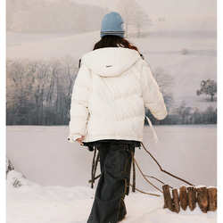 秋冬新品 ショートダウンジャケット メンズ 防寒フード付きジャケット ユニセックス 厚手暖かいカップルコート レディース 11枚目の画像