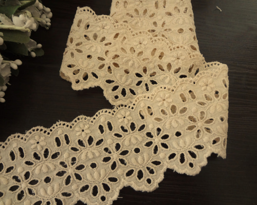 フランス アンティーク レース カーテン ローン＆チュール 刺繍