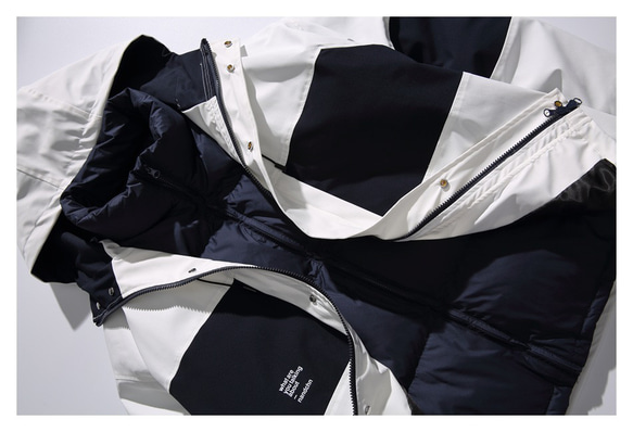 秋冬新品 ショートダウンジャケット メンズ ユニセックス 暖かいカップルコート レディース 3-in-1 フード付き 8枚目の画像
