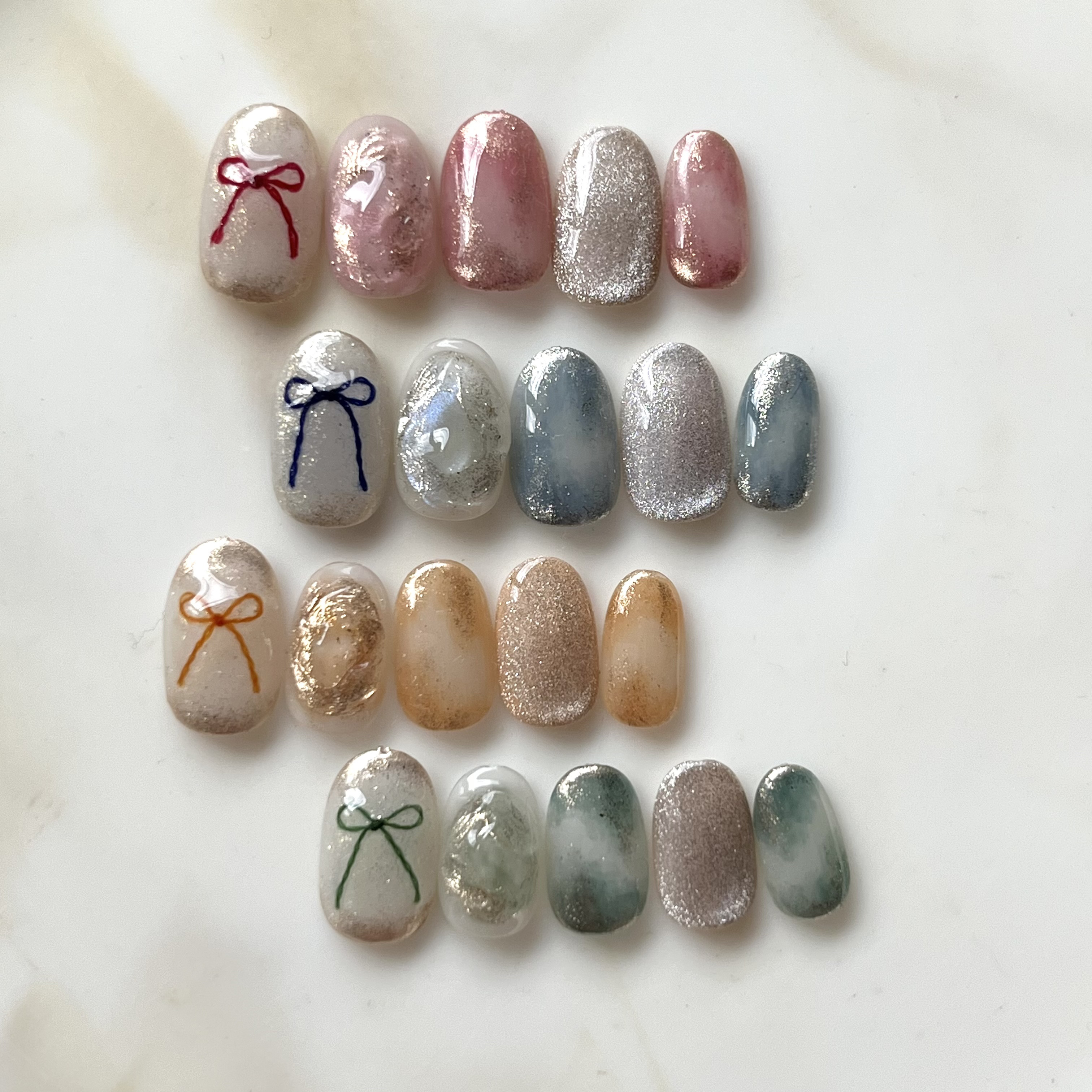 ニュアンス 【匿名発送】ネイルチップ インク秋　チェック　推し　リボンno.78