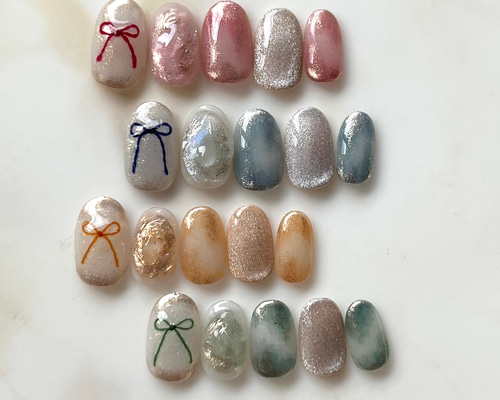 105))フレンチガーリー ニュアンス リボンネイル ネイルチップ ニュアンス 151e9b3bcfd0df1fba0b4fcd265f1c